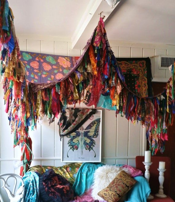 Hippie Bedding and Room Decor Inspirational Boho Bedroom Patio Canopy Bohemian Hippy Vtg Bed Scarves Gypsy