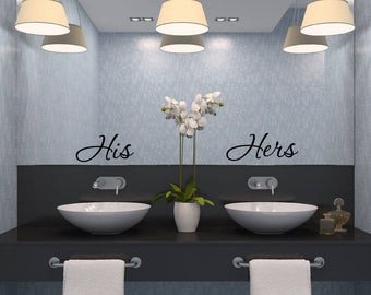 His and Her Bathroom Decor Unique His and Her Decal