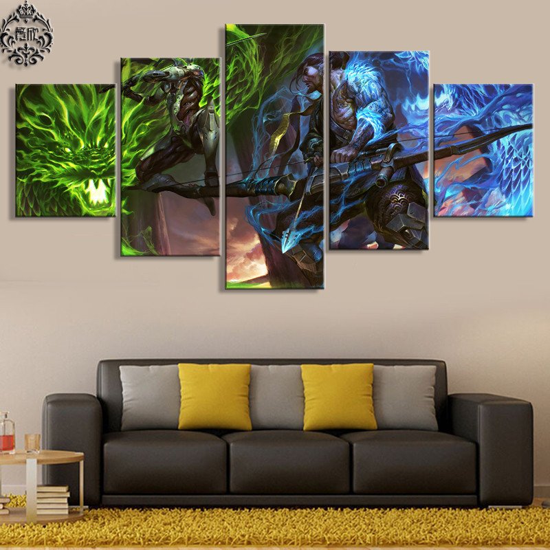 Home Decor Pictures Living Room Awesome 5 Pieces Game Poster Overwatch Genji and Hanzo Canvas Painting Home Decor for Living