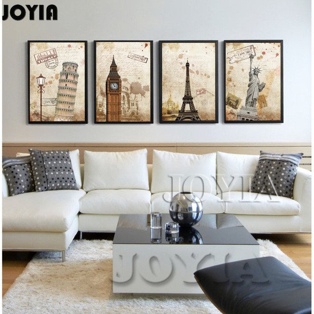 Home Decor Pictures Living Room New Home Decor Vintage Paintings Canvas Prints World Famous Landmarks for Living Room Wall