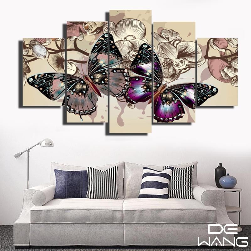 Home Interior Pictures Wall Decor Inspirational 5 Panel Hd butterfly Wall Art Running Horse Modern Home Wall Decor Abstract