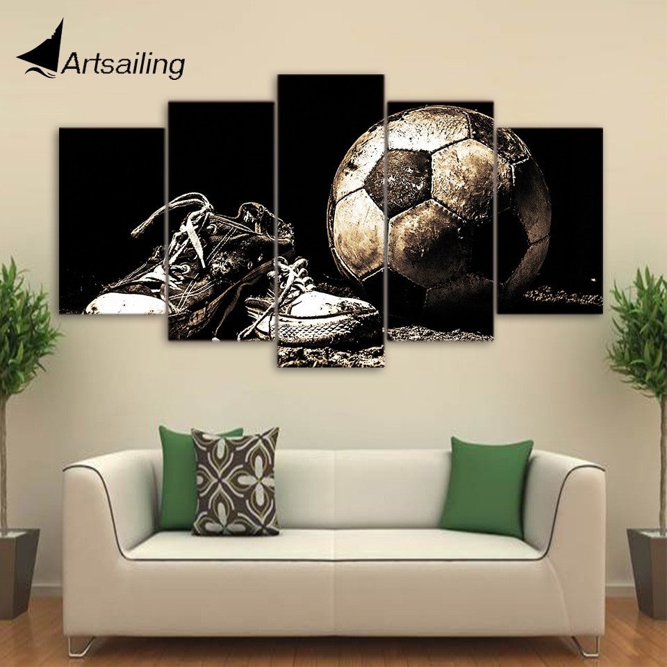 HD Printed 5 Piece Canvas Art Soccer Shoes Painting Wall Modular Framed Painting Home