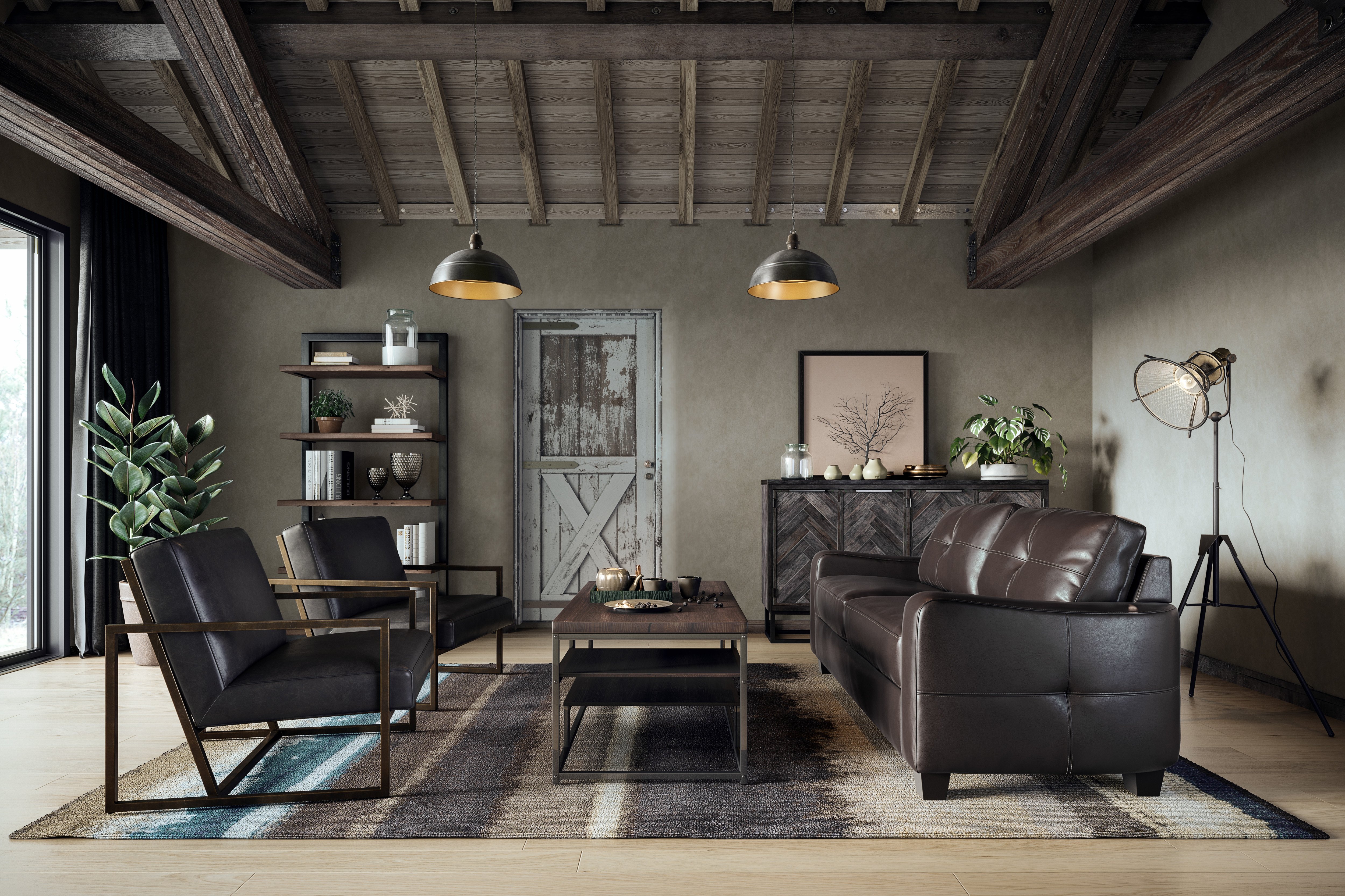 industrial luxe living room