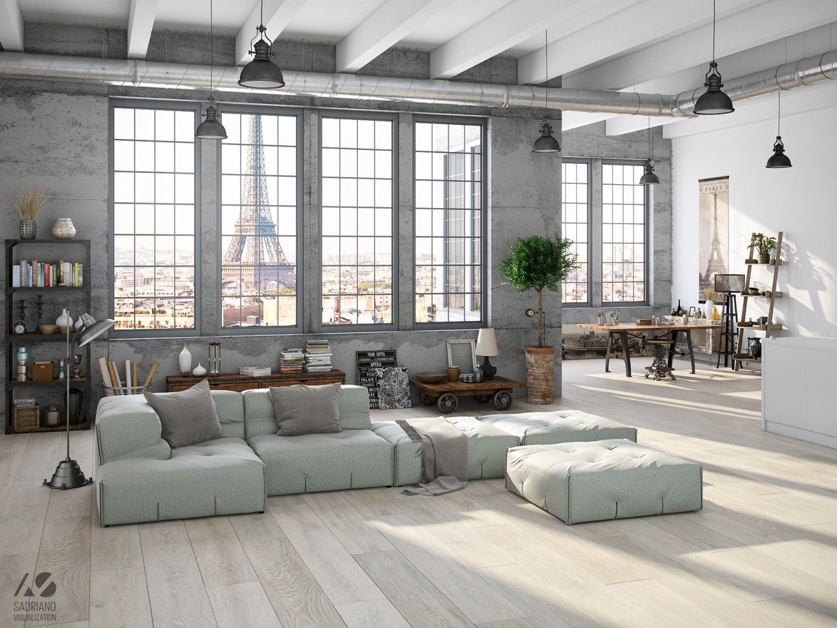 Industrial Contemporary Living Room Inspirational Industrial Style for Living Room Design Apply with Concrete Brick and Wooden touched Roohome