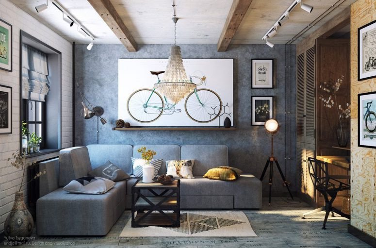 Industrial Modern Living Room Decorating Ideas New Cozy Industrial Living Room Design In Grey tones Digsdigs