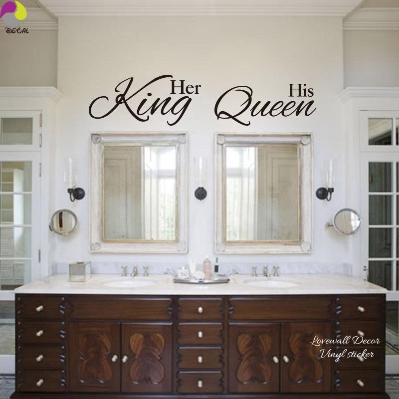 King and Queen Bedroom Decor Fresh Her King His Queen Quote Wall Sticker Bathroom Hang towel Mirror Bedroom sofa Wedding Floor