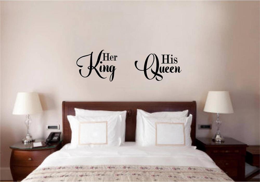 King and Queen Bedroom Decor Unique Her King His Queen Love Vinyl Decal Wall Decor Sticker Words Lettering Quote Art