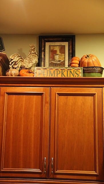 Kitchen Cabinet top Decor Ideas Best Of Fun Way to Decorate Above Kitchen Cabinets for Fall Like the Idea Of Making One Section