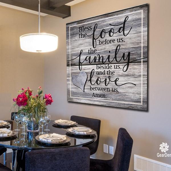 Large Dining Room Wall Decor Unique Canvas Wall Art &quot;bless the Food Family Love Amen&quot; Quote Gearden