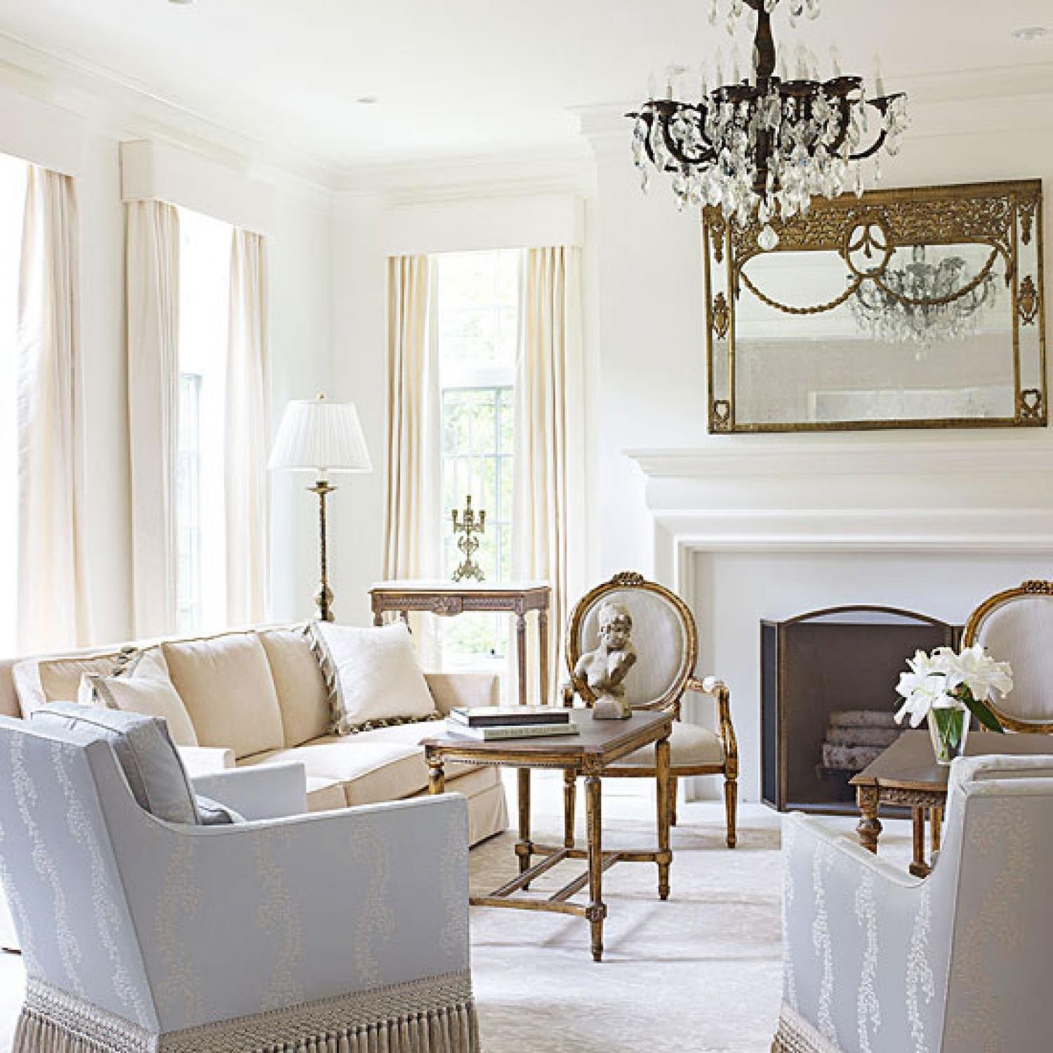 Living Room Traditional Home Beautiful Bright White and Inviting Family Home