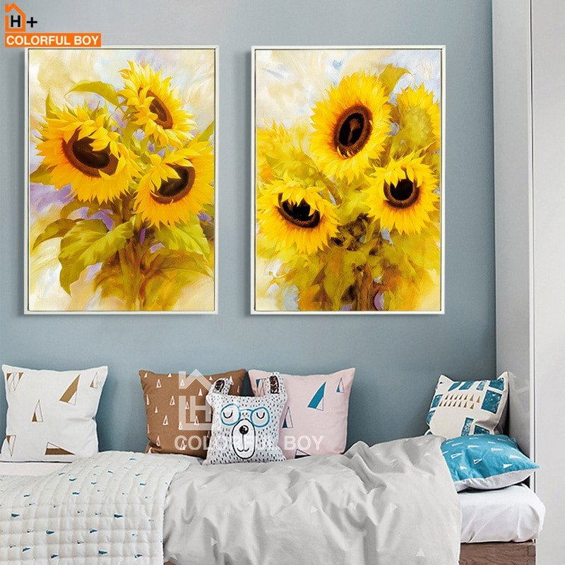 Living Room Wall Decor Pictures Awesome Colorfulboy nordic Print Poster Blooming Sunflower Wall Art Canvas Painting Living Room Study