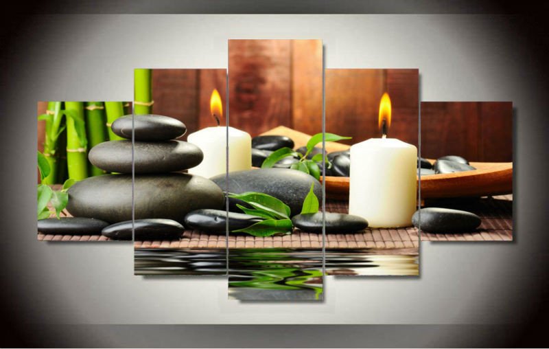 Living Room Wall Decor Pictures Beautiful Wall Art Botanical Green Feng Shui White Candle Wall Painting Canvas Wall for Living