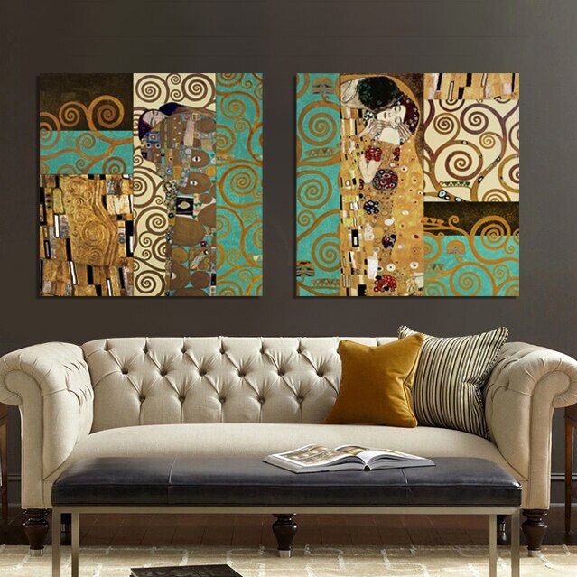 Living Room Wall Decor Pictures Elegant Aliexpress Buy Artists Gustav Klimt the Kiss Wall Pictures for Living Room Canvas Art