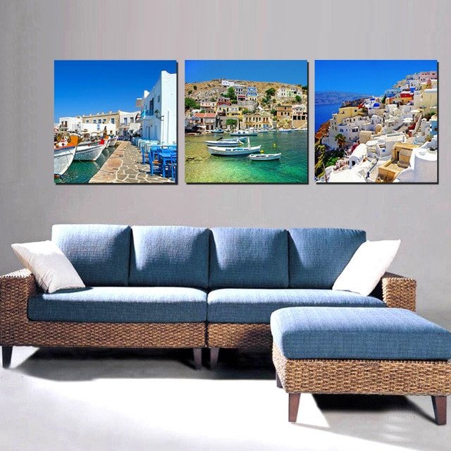 Living Room Wall Decor Pictures Inspirational Canvas Painting Wall Art for Living Room Decorations Home Decor Greek island Landscape Beautiful