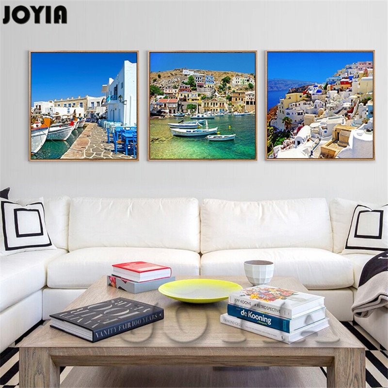 Living Room Wall Decor Pictures New Canvas Painting Wall Art for Living Room Decorations Home Decor Greek island Landscape Beautiful