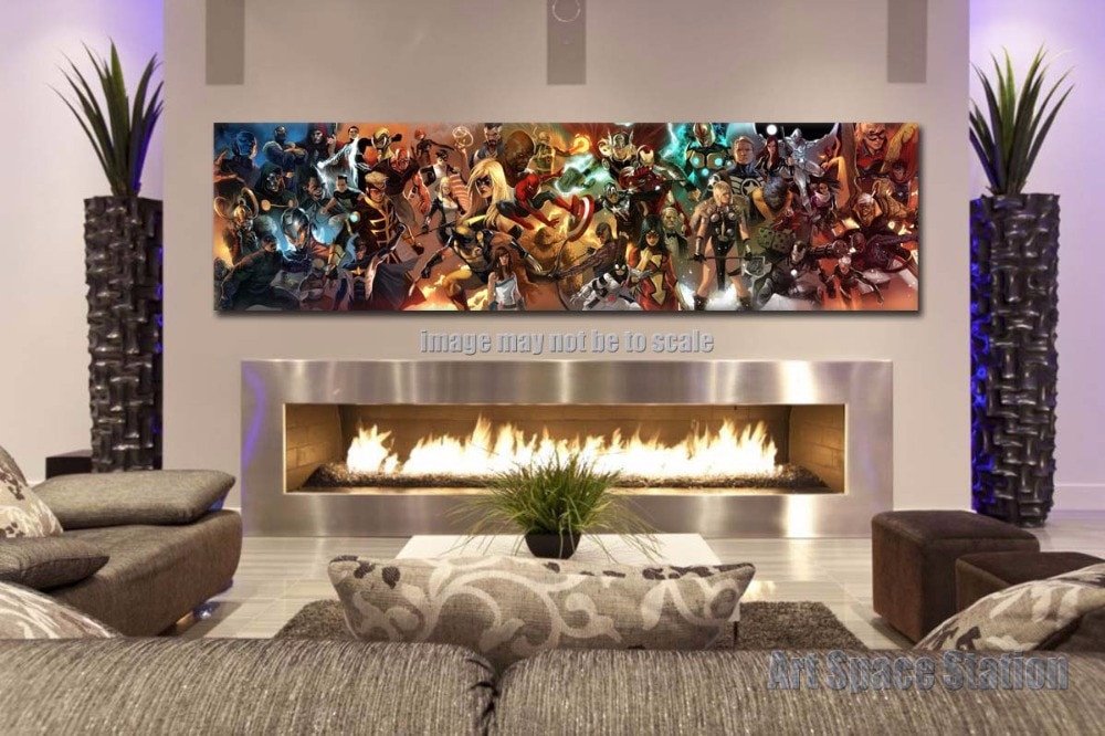 Living Room Wall Decor Pictures Unique Aliexpress Buy Avengers Superhero Marvel Ics Movie Poster Print 60x16inch Giant Canvas