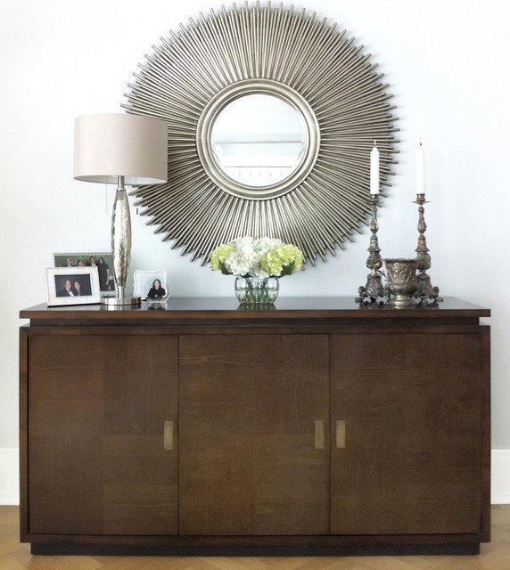 Mirrors Contemporary Living Room Elegant Credenza &amp; Mirror Modern Living Room New York by David Schaf Interiors Llc