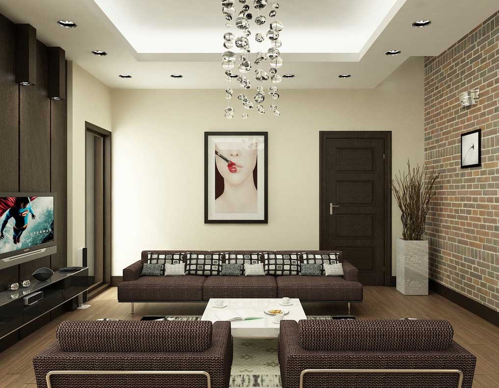 Modern Brown Living Room Decorating Ideas Awesome Modern Brown and White Living Room with Brick Wall Decor Interior Design Ideas