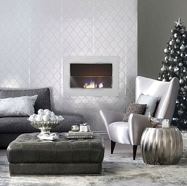 Modern Living Room Decorating Ideas Christmas Lovely Metallic Christmas Decorations In A Modern Living Room Decoist