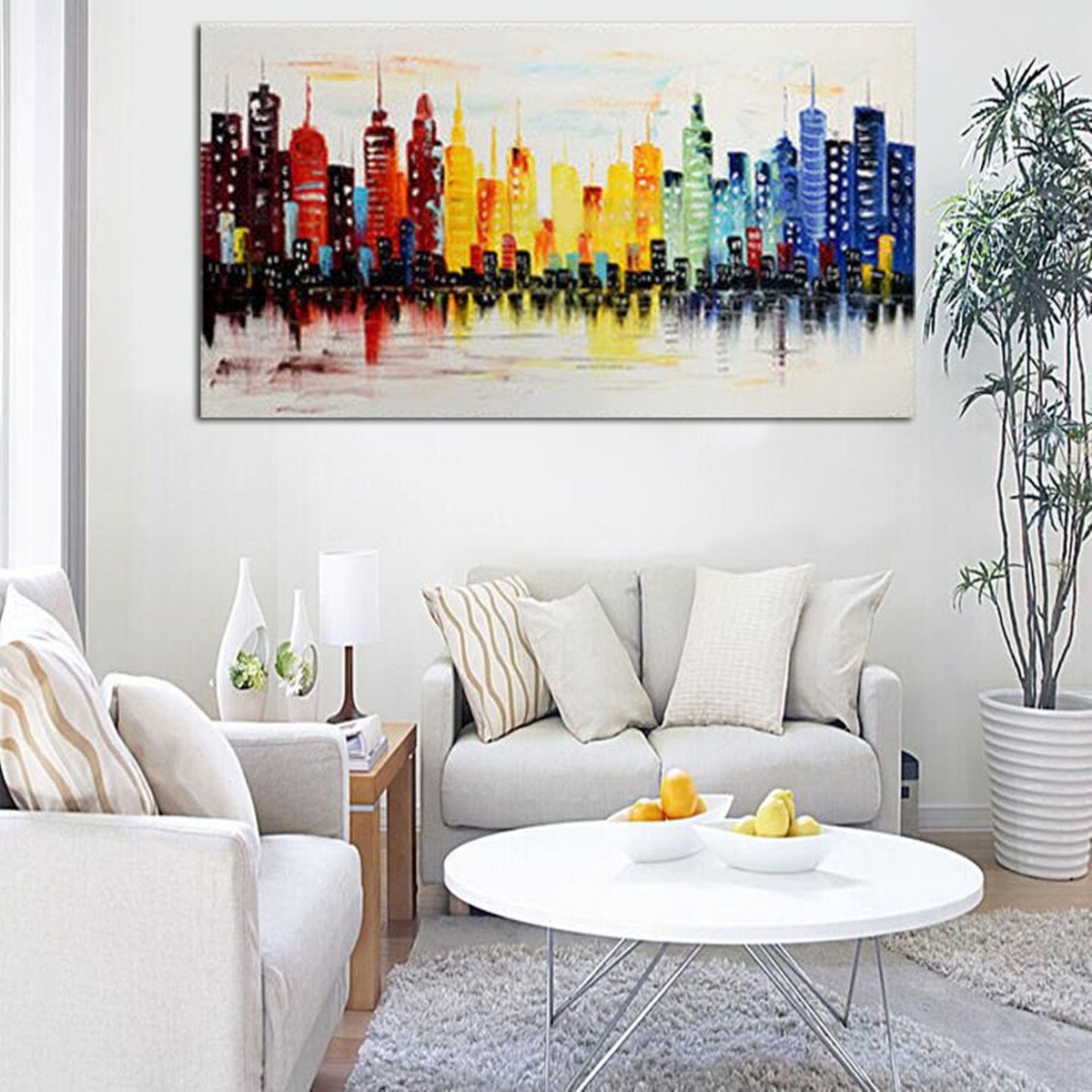 Modern Living Room Wall Decor Beautiful 120x60cm Modern City Canvas Abstract Painting Print Living Room Art Wall Decor No Frame