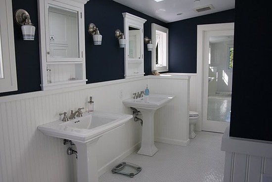 Navy and White Bathroom Decor Best Of Navy Bathroom White Wainscoting Home Decor Ideas