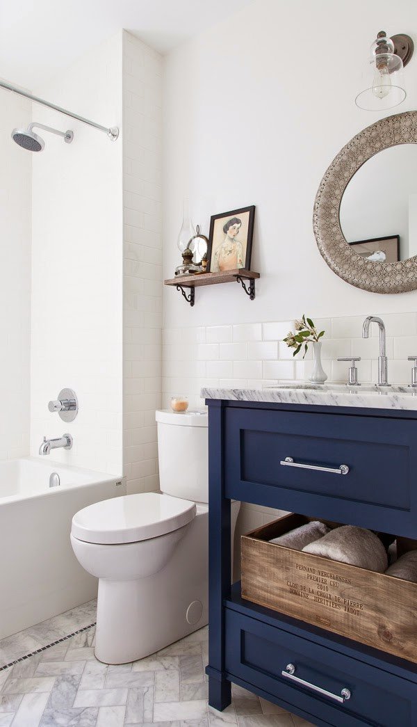 Navy and White Bathroom Decor Unique 5 Navy &amp; White Bathrooms the Inspired Room