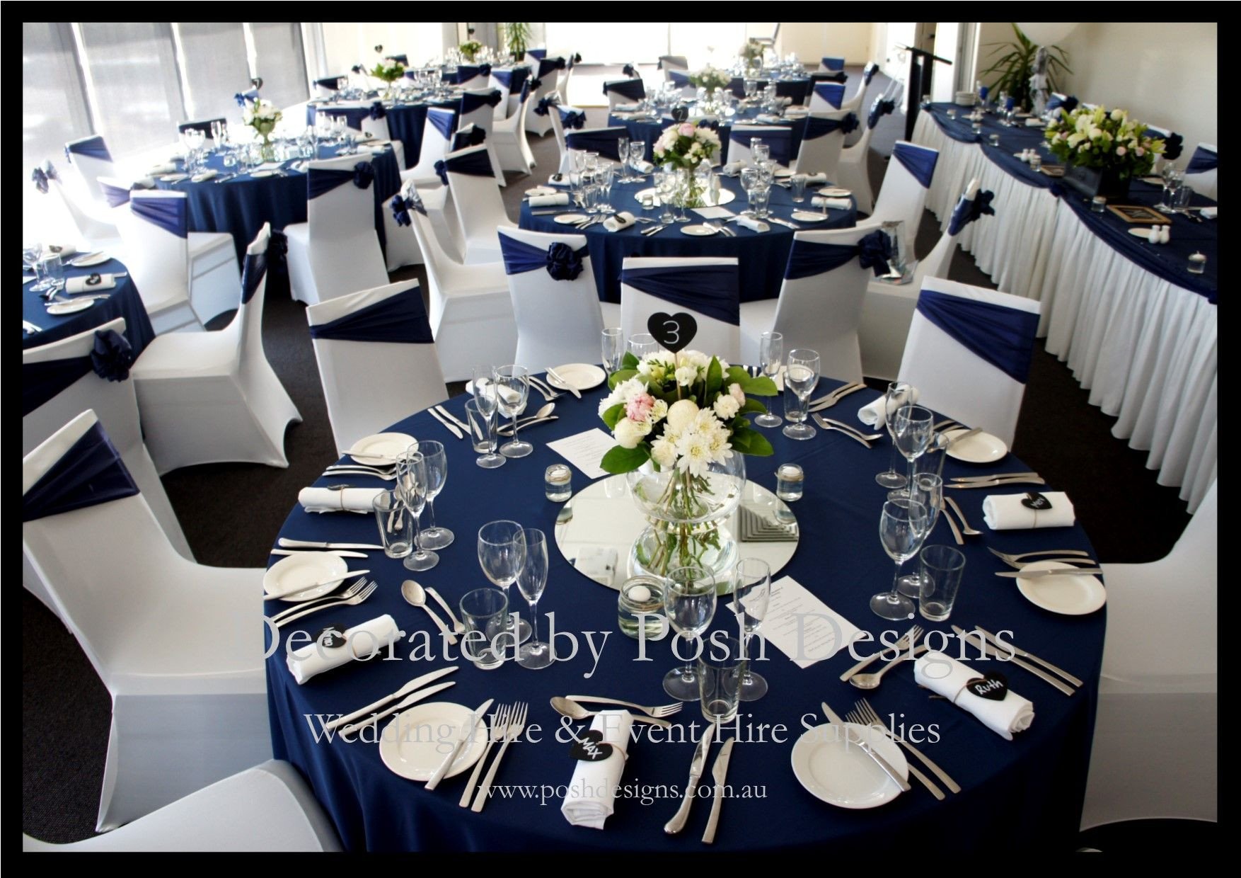 Navy Blue and White Decor Elegant Navy Blue and White Wedding Decorations for Hire andrea S Wedding In 2019