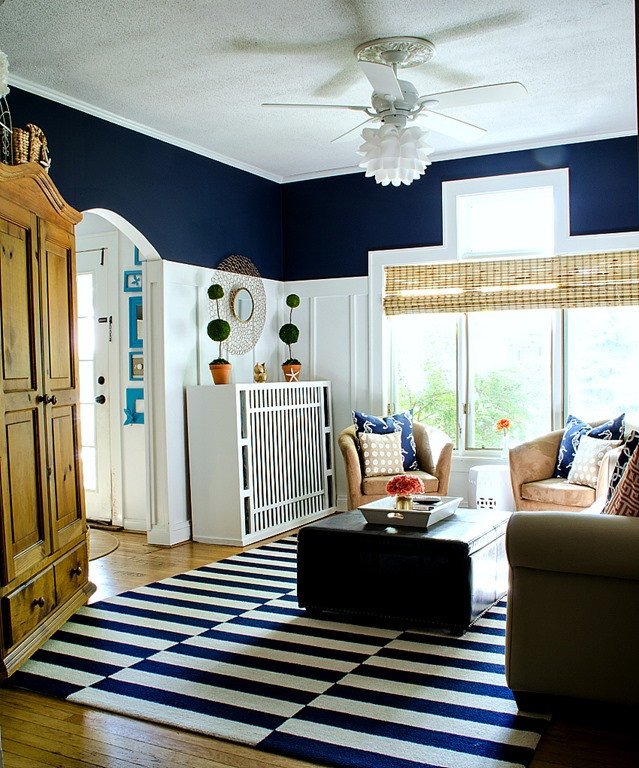 Navy Blue and White Decor Fresh Navy and White Board &amp; Batten Living Room Design