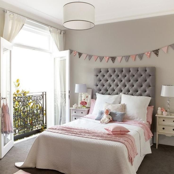 Pink and Gray Room Decor Fresh Pink and Gray Girl S Room Features Walls Painted A Warm Gray Lined with A Pink and Gray Banner