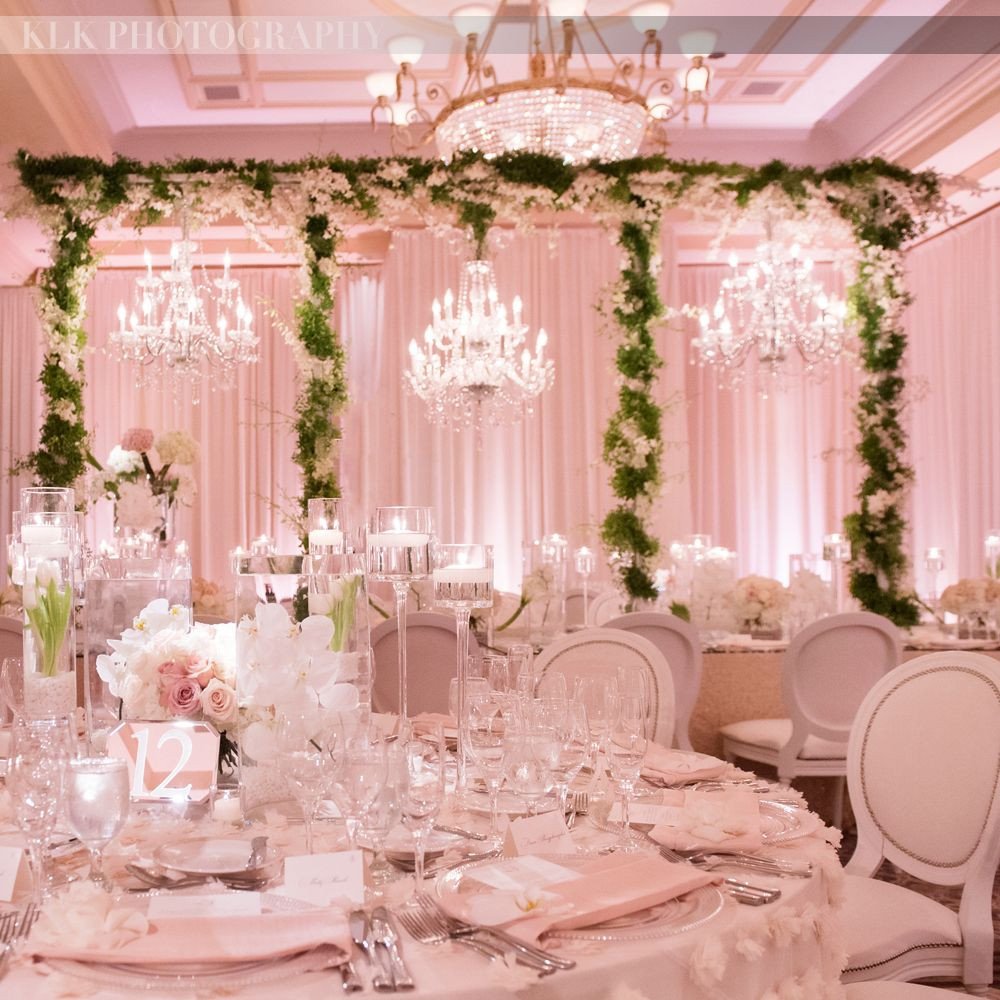 Pink and White Wedding Decor Lovely All Pink Wedding Reception Greenery Green Garlands White and Light Pink Room Crystal