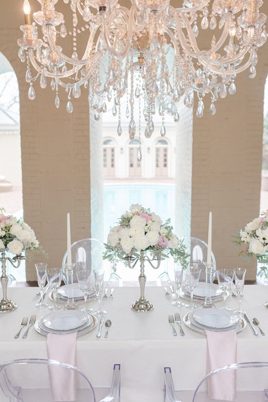 Pink and White Wedding Decor Lovely Blog Silver Pink and Crystal Classic Wedding