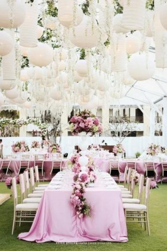 Pink and White Wedding Decor New Pink Garden Wedding Decoration ♥ Chinese White Paper Lantern Weddbook