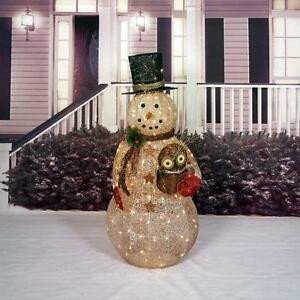 Pre Lit Snowman Outdoor Decor Beautiful Sale 52&quot; Lighted Prelit Christmas Snowman W Owl Sculpture Outdoor Yard Art Decor