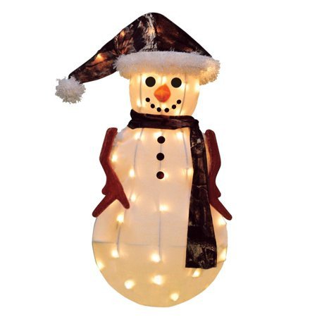 Pre Lit Snowman Outdoor Decor Elegant 24&quot; Pre Lit Candy Lane Snowman In Camo Christmas Outdoor Decoration Clear Lights Walmart