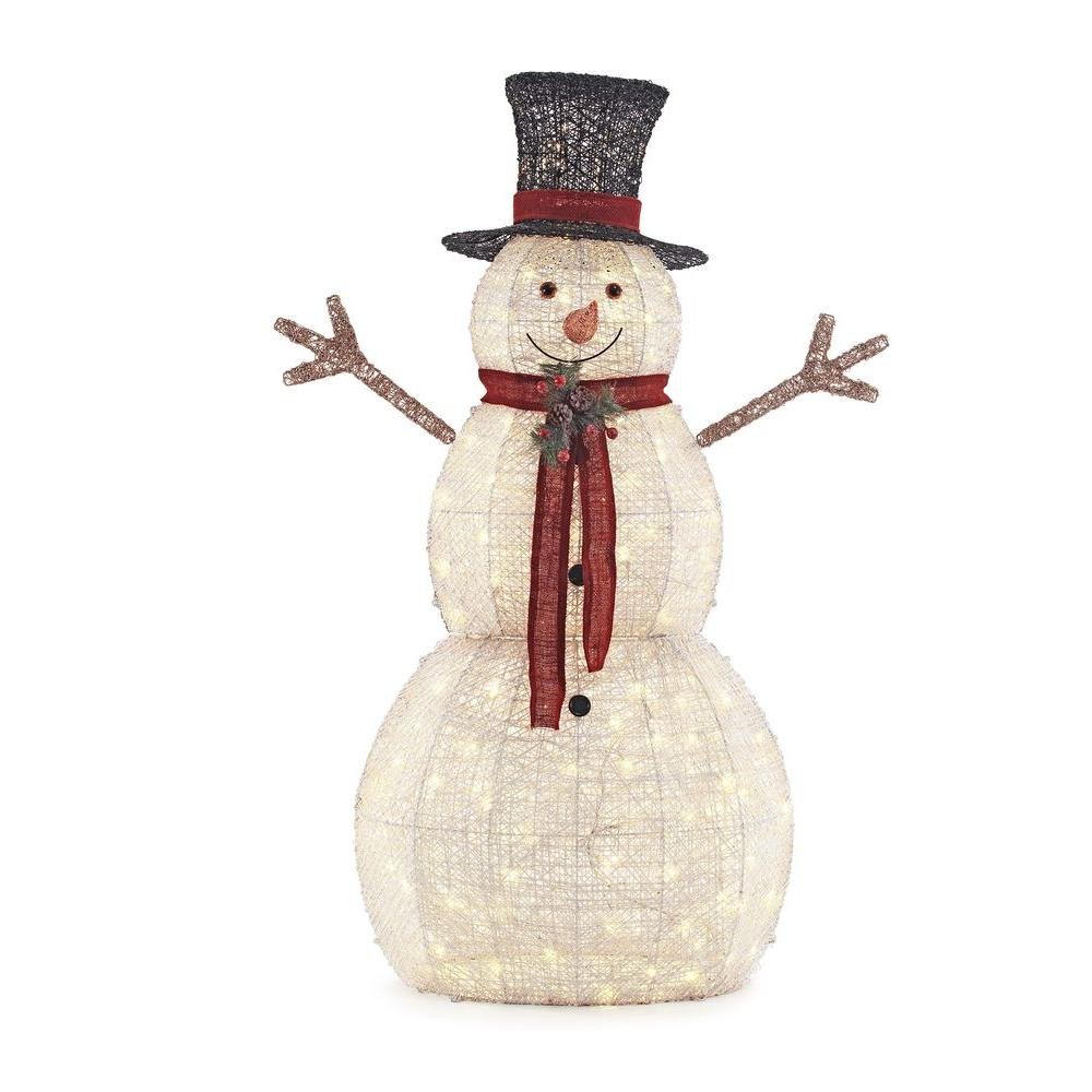 Pre Lit Snowman Outdoor Decor New Home Accents Holiday 5 Ft Pre Lit Snowman with Hat Ty314 1411 1 the Home Depot