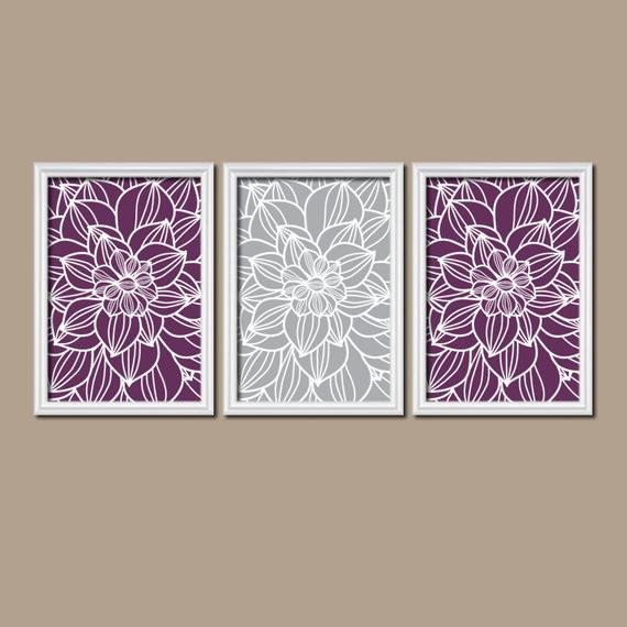 Purple and Gray Wall Decor Inspirational Purple Gray Wall Art Canvas or Prints Purple Bathroom by Trmdesign
