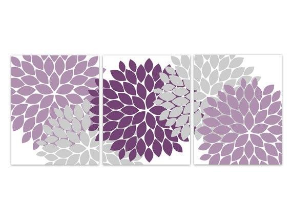 Purple and Gray Wall Decor Luxury Items Similar to Home Decor Wall Art Purple and Grey Flower Burst Canvas Art Bathroom Wall