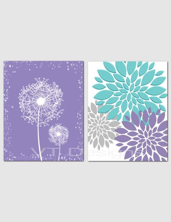 Purple and Teal Wall Decor Awesome Purple Teal Gray Wall Art Bedroom Art Bathroom Decor Living