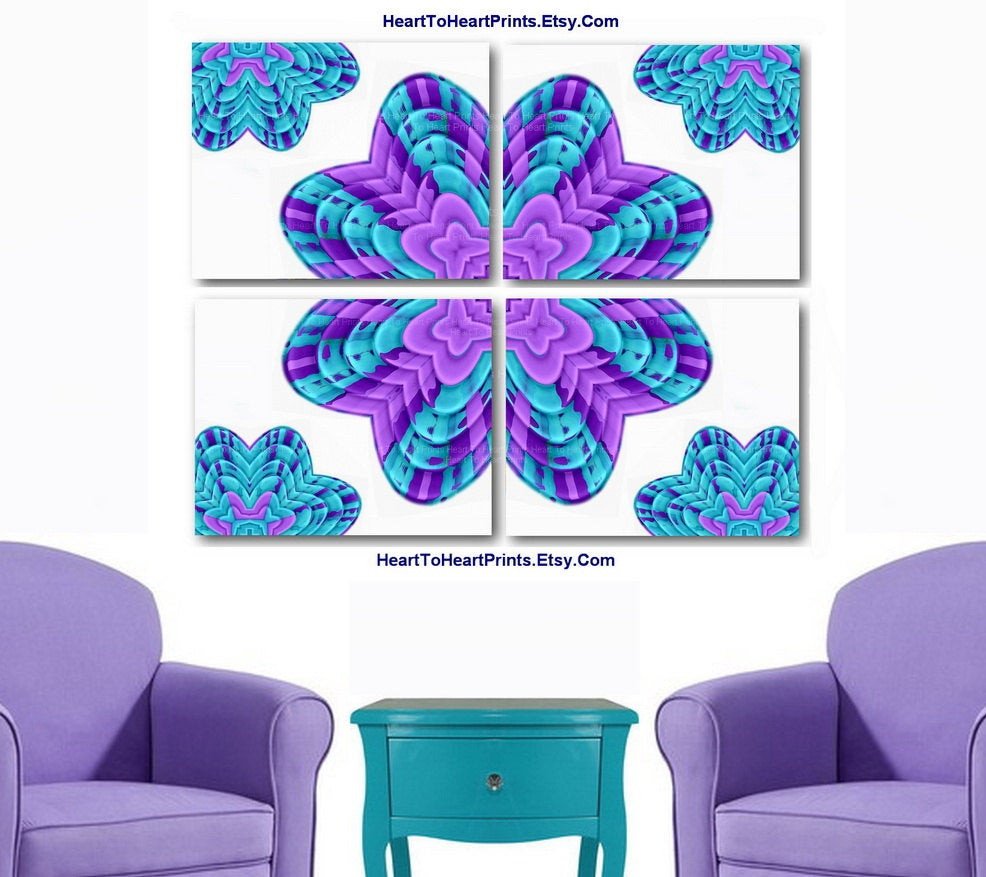 Purple and Teal Wall Decor Beautiful Teal Purple Abstract Flowers Wall Decor Mint by Hearttoheartprints