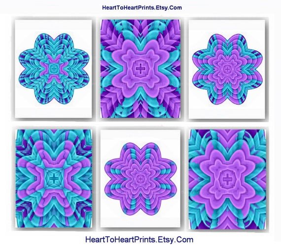 Purple and Teal Wall Decor Fresh Items Similar to Bedroom Wall Decor Purple Teal Wall Art Floral Abstract Set Of 6 Art Prints