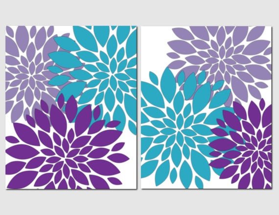 Purple and Teal Wall Decor New Purple Teal Wall Art Girls Bedroom Art Bathroom