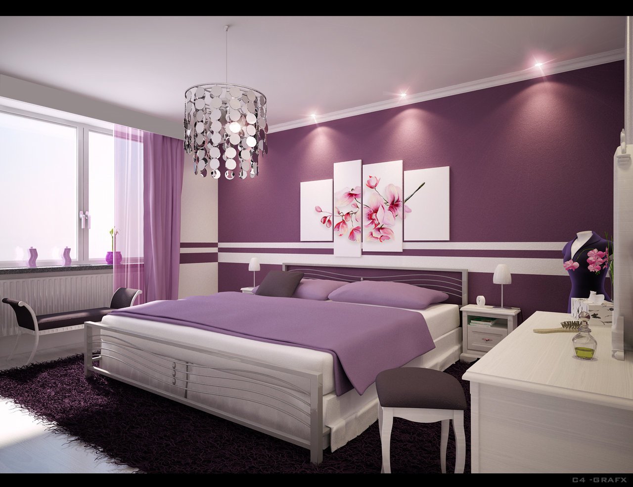 Purple Wall Decor for Bedrooms Awesome Simple Ideas for Purple Room Design