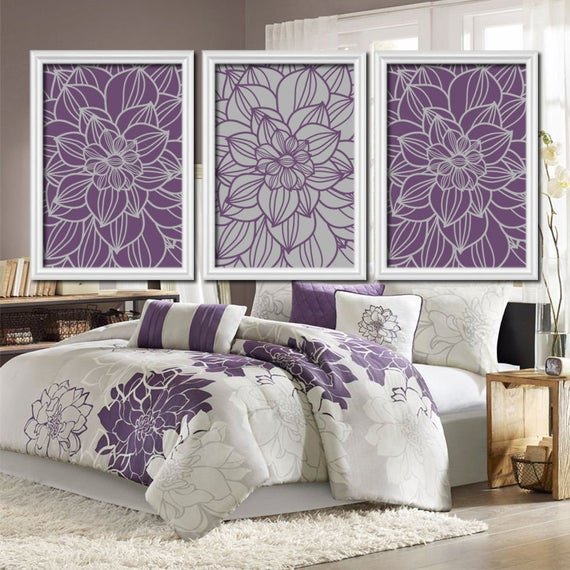 Purple Wall Decor for Bedrooms Best Of Purple Gray Bedroom Canvas or Prints Bathroom