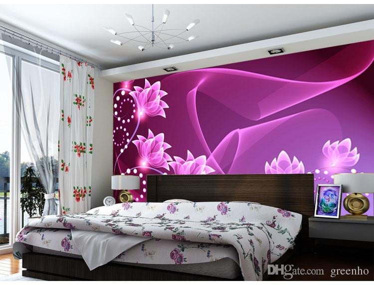 Purple Wall Decor for Bedrooms Unique Fashion Wall Mural Purple Flowers Wallpaper Dazzles Silk Wallpaper Art Decoration Bedroom