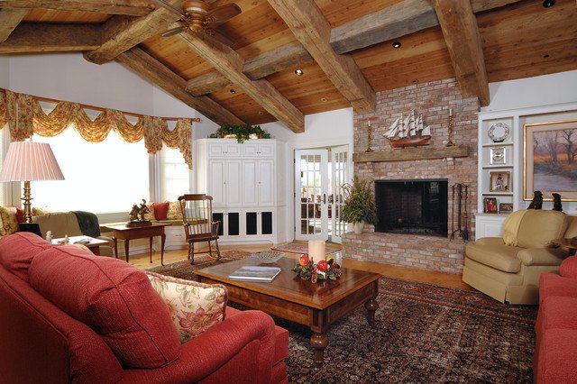 Ranch Style Living Room Ideas Elegant Ranch Style with Decorative Timbers Traditional Living Room Boston by Old Hampshire