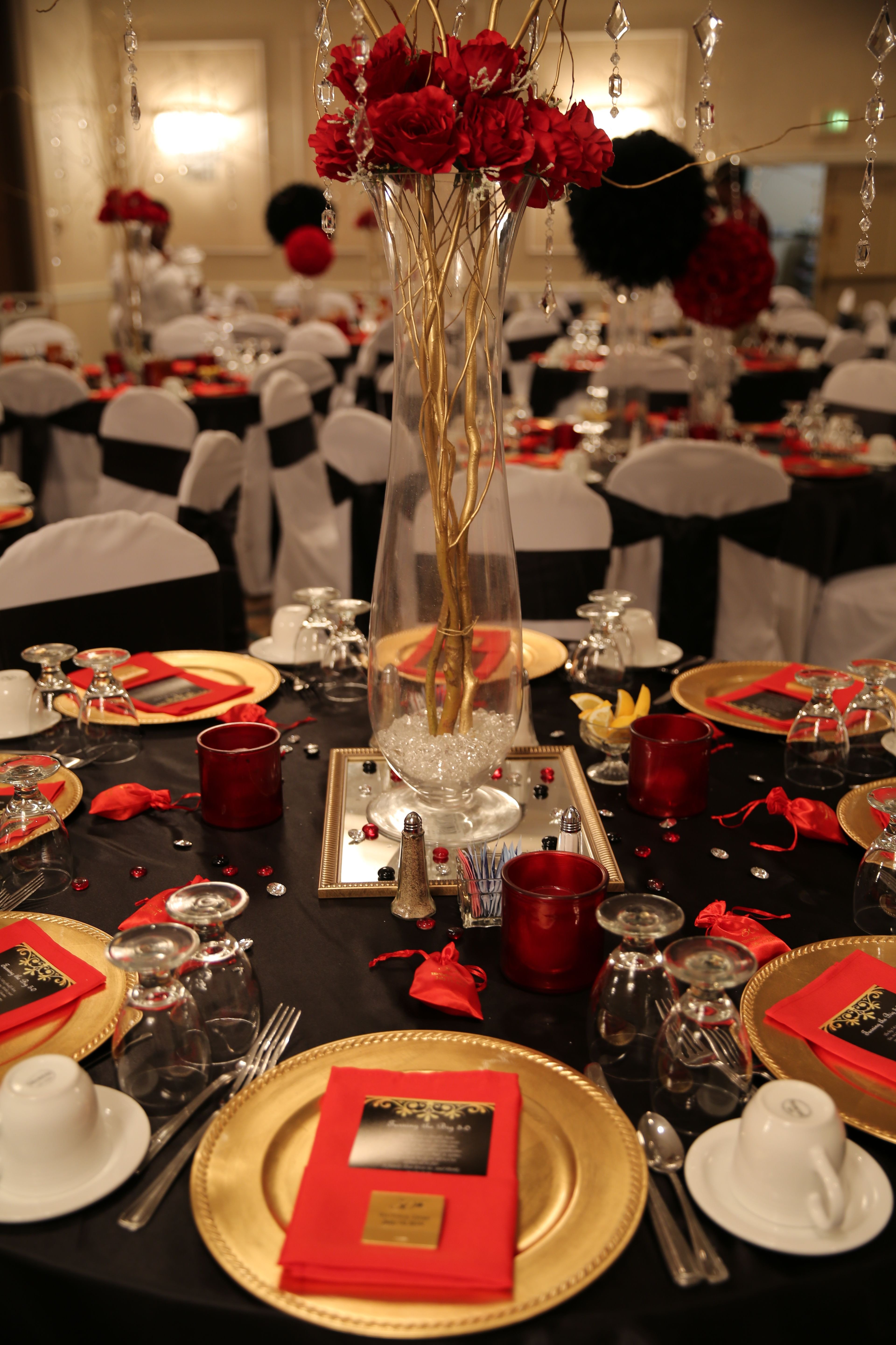 Red and Black Table Decor Beautiful Red Black and Gold Table Decorations for 50th Birthday Party &quot;red Carpet Affair&quot;