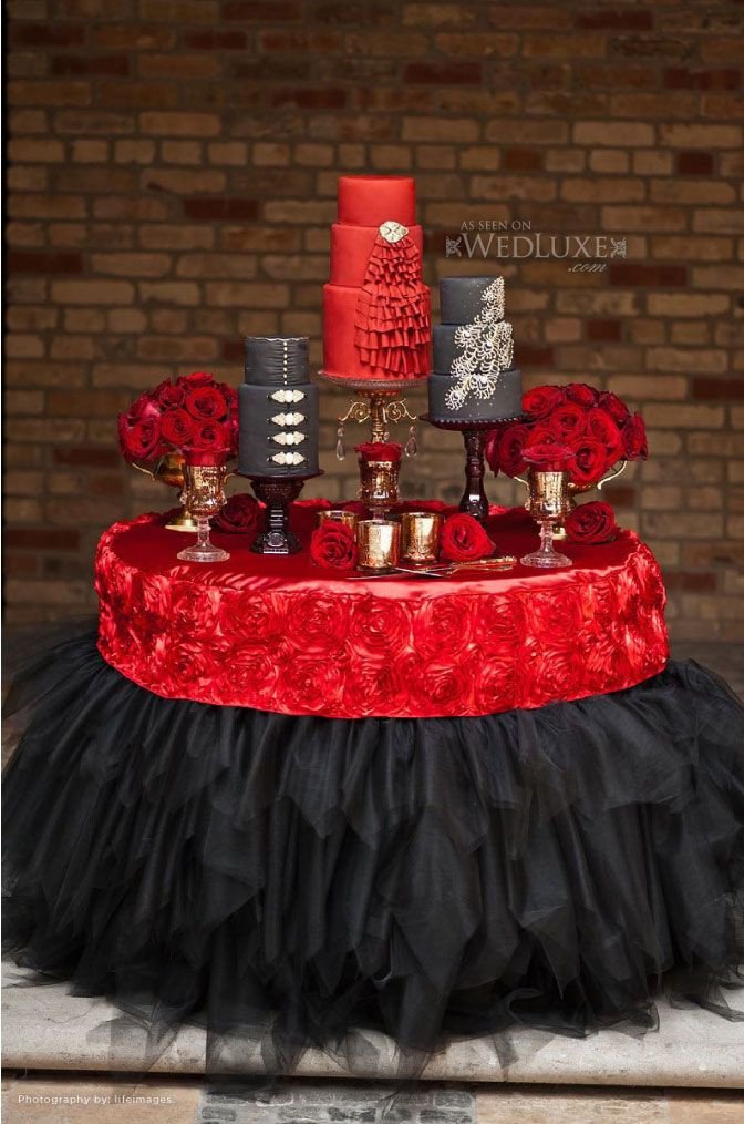 Red and Black Table Decor Fresh Stunning Wedding Cake Table Skirt Décor Ideas