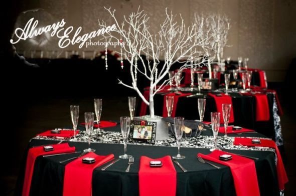 Red and Black Table Decor Inspirational Black and Red themed Wedding with Branch Centerpieces