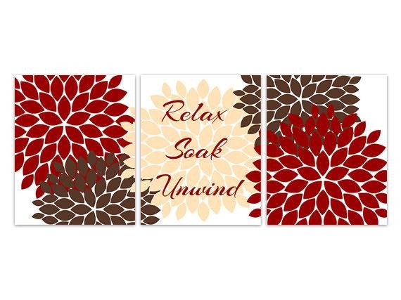 Red and Brown Wall Decor Beautiful Items Similar to Bathroom Canvas Wall Art Relax soak Unwind Red and Brown Bathroom Decor