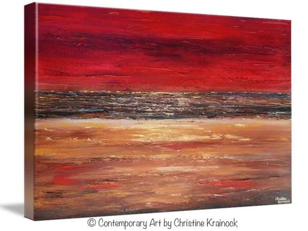 Red and Brown Wall Decor Elegant Giclee Print Art Abstract Red Painting Canvas Prints Modern Urba – Contemporary Art by